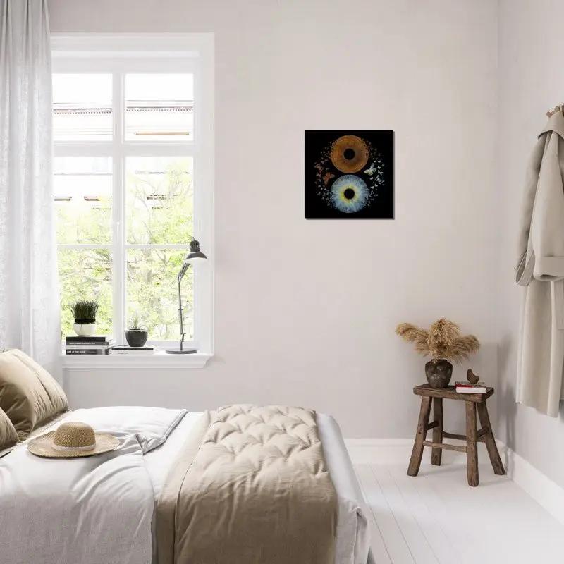 Duo Iris Canvas decor in a bright bedroom