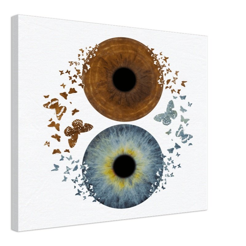 Custom Duo Iris Canvas with butterfly effect on white