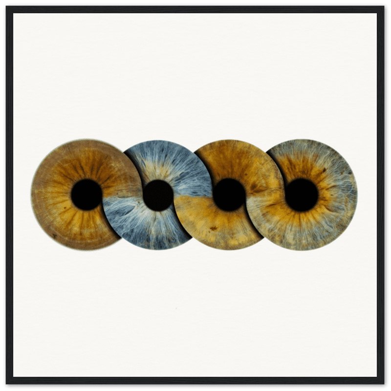 Custom quartet iris black framed poster on white background