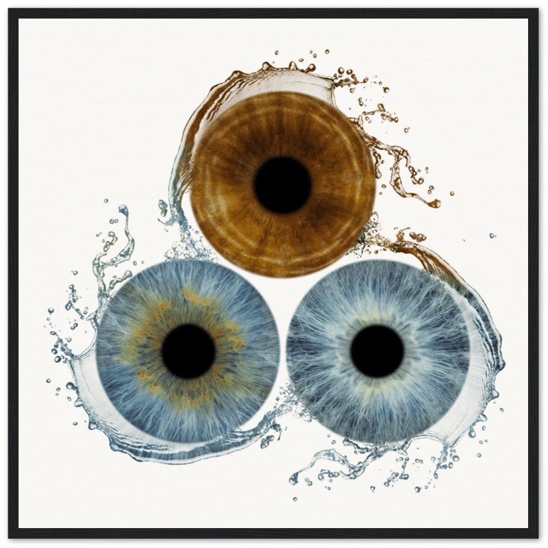 Trio Iris Poster with black frame on white background