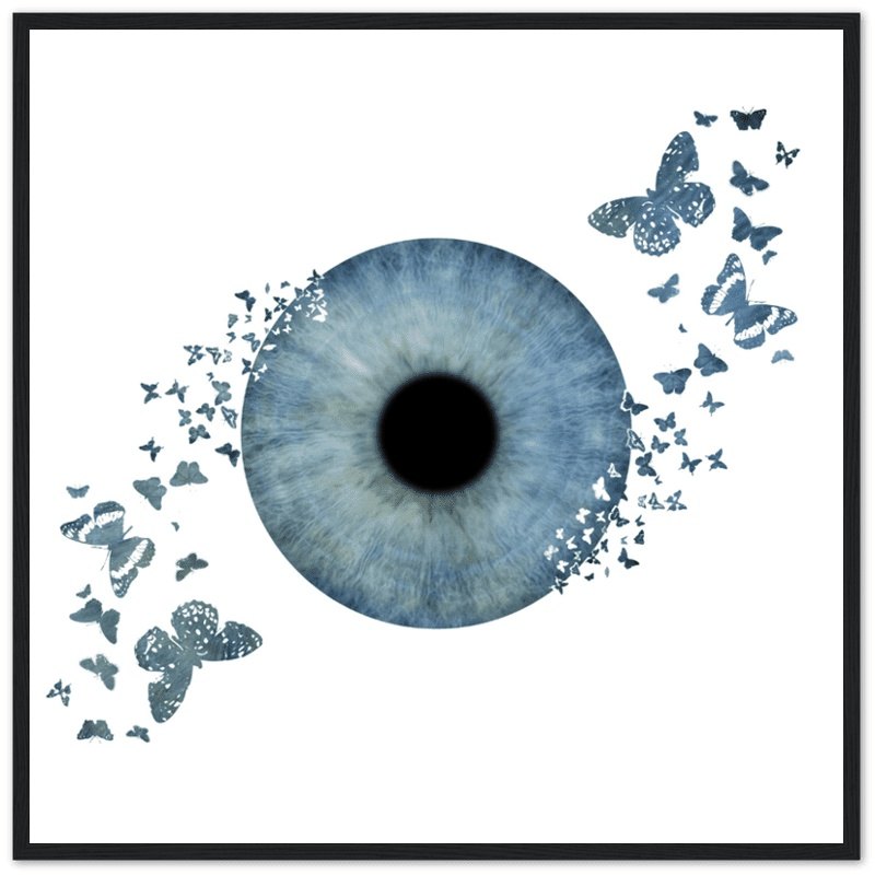 Personalized Iris Poster with Butterflies on White Background