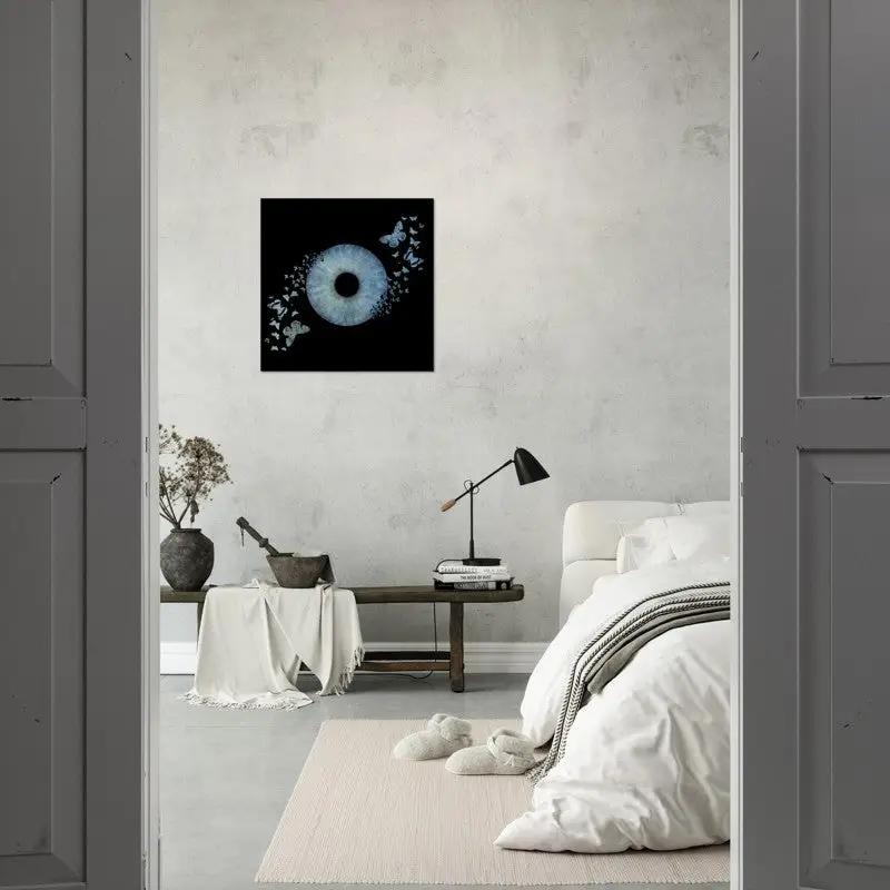 Custom Iris Poster in minimalist bedroom decor