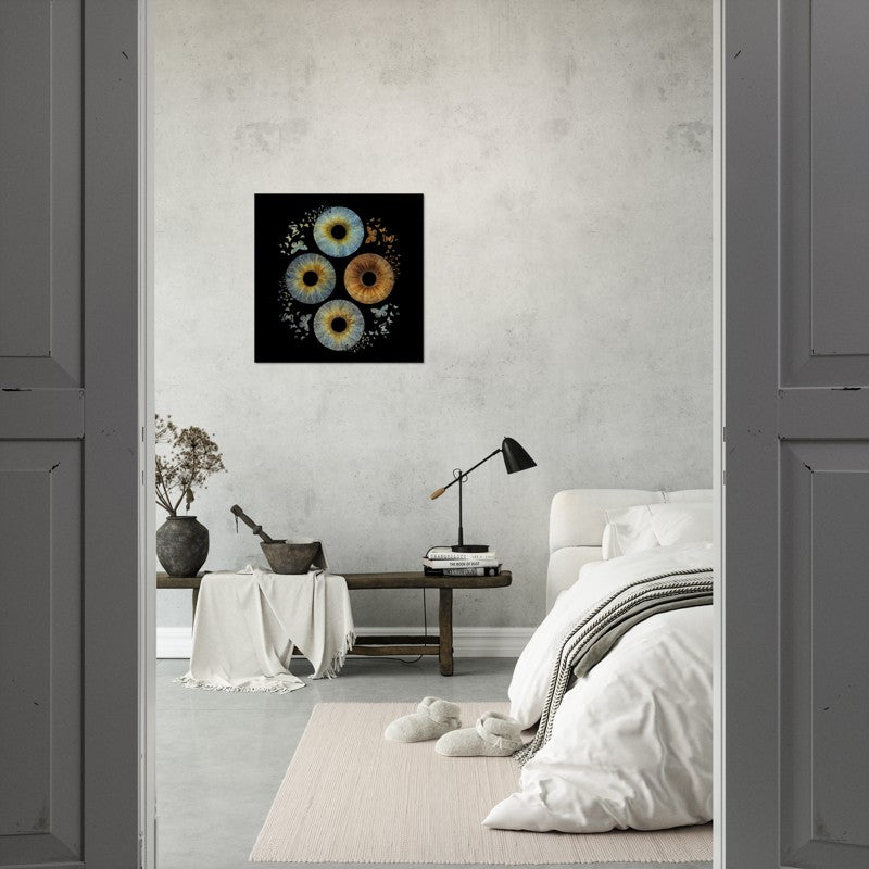 Butterfly Quartet Iris Poster in modern minimalist room