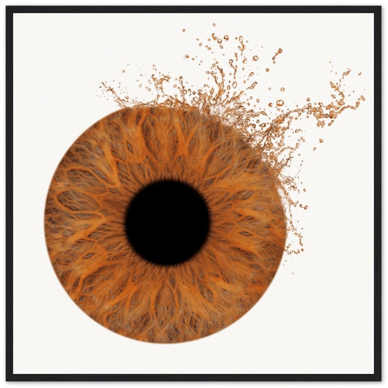 Custom iris black framed poster with splash effect