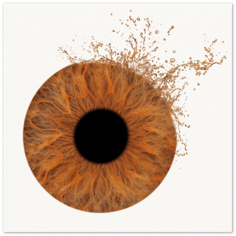 Custom iris premium poster with splash effect on black background