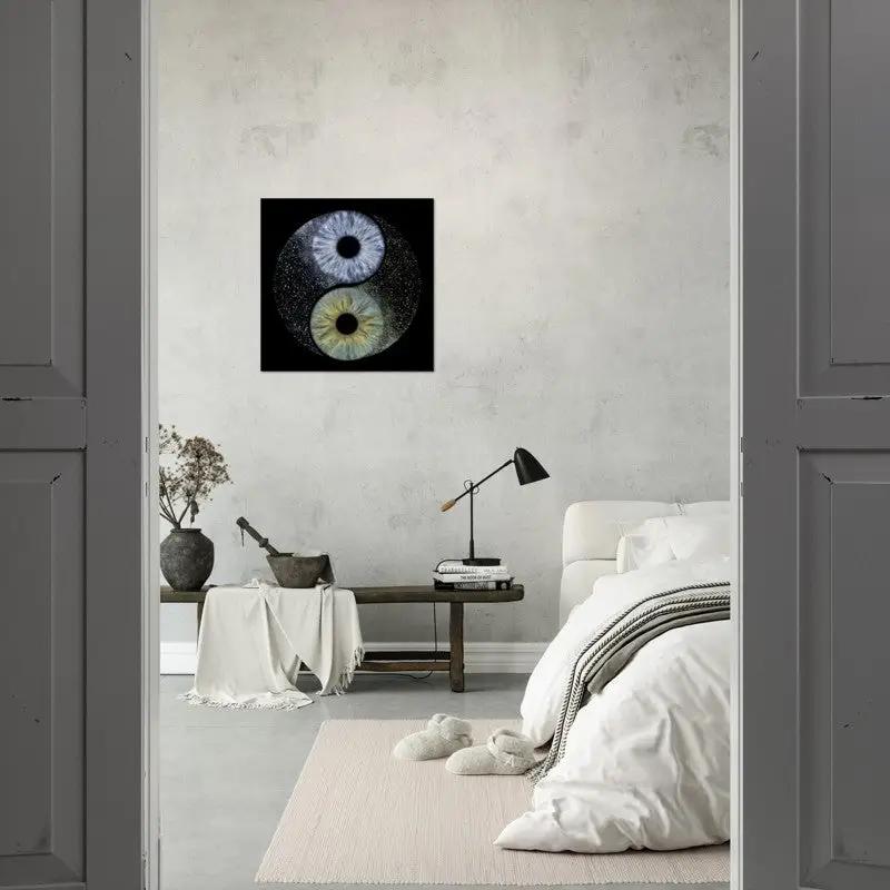 Iris Poster in minimalist bedroom decor