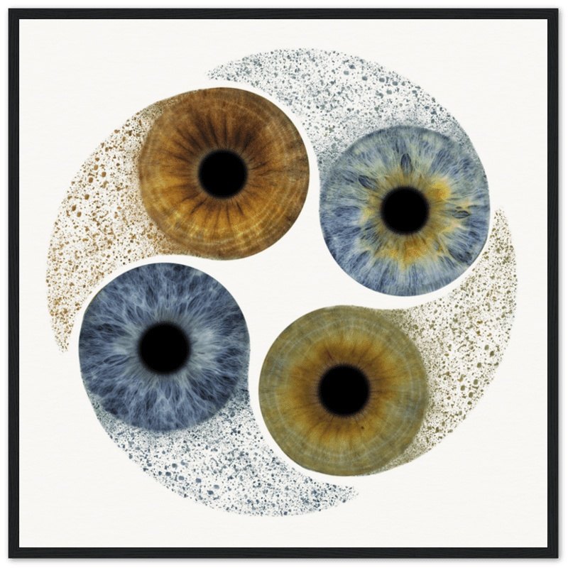 Ethereal Quartet Iris Black Framed Poster on white background