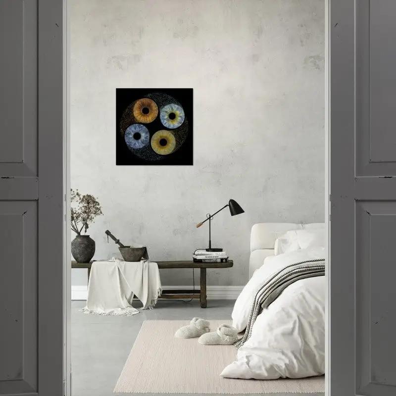 Iris Poster decor in a modern minimalist bedroom