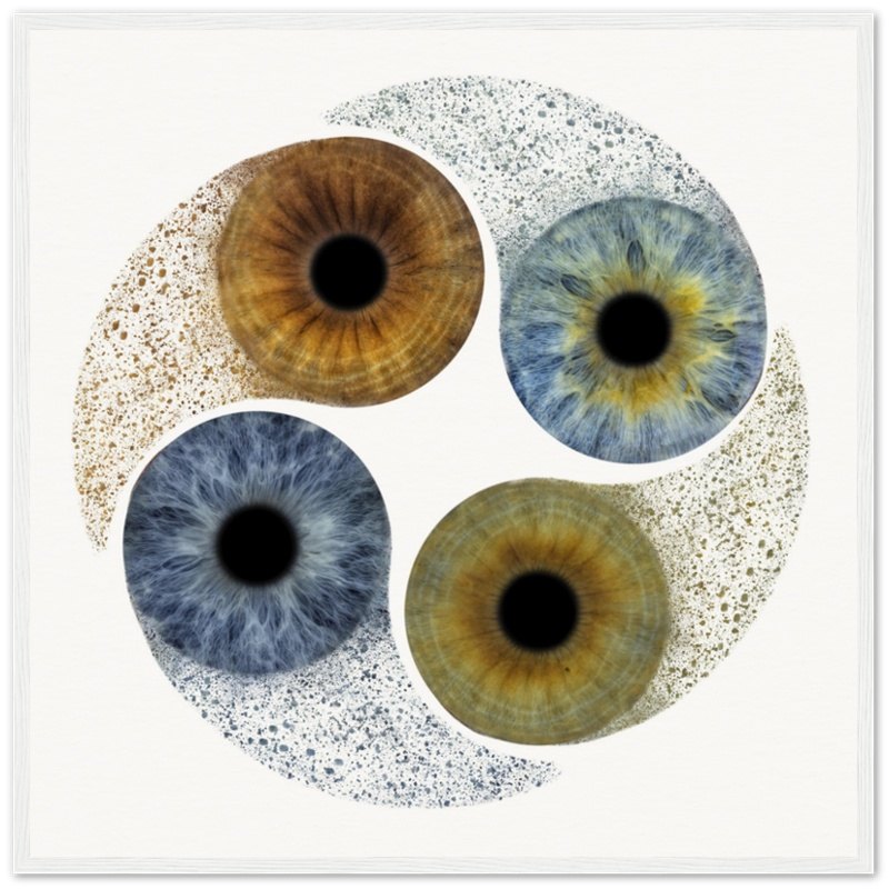 Ethereal Quartet Iris White Framed Poster with four irises