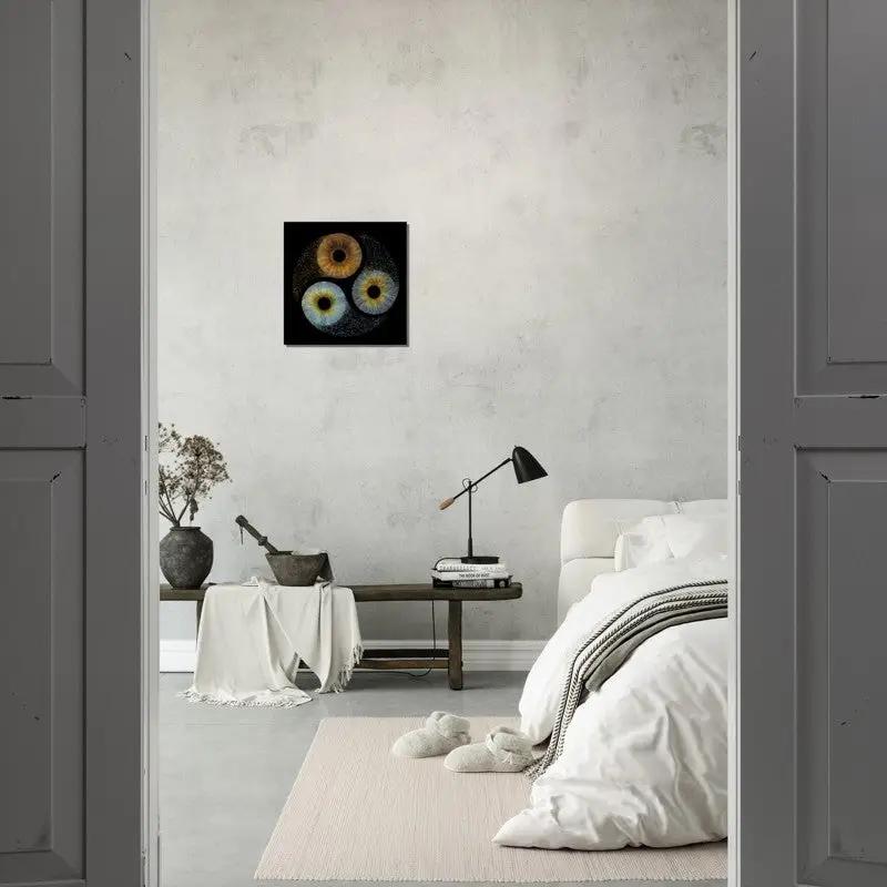 Iris canvas decor in stylish bedroom