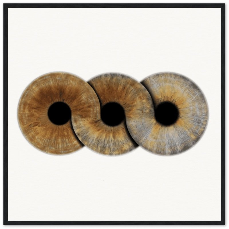 Custom trio iris black framed poster on white background