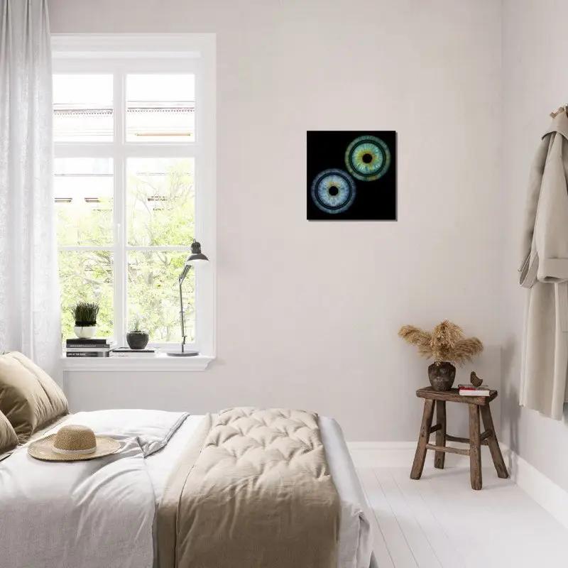 Iris Canvas art in modern bedroom setting