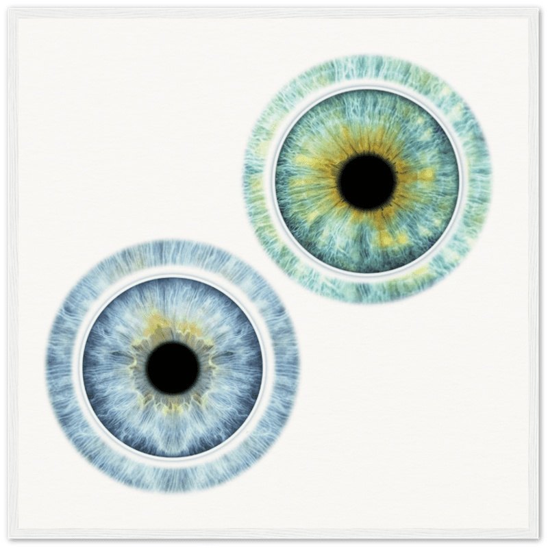 Custom Duo Iris White Framed Poster with white background