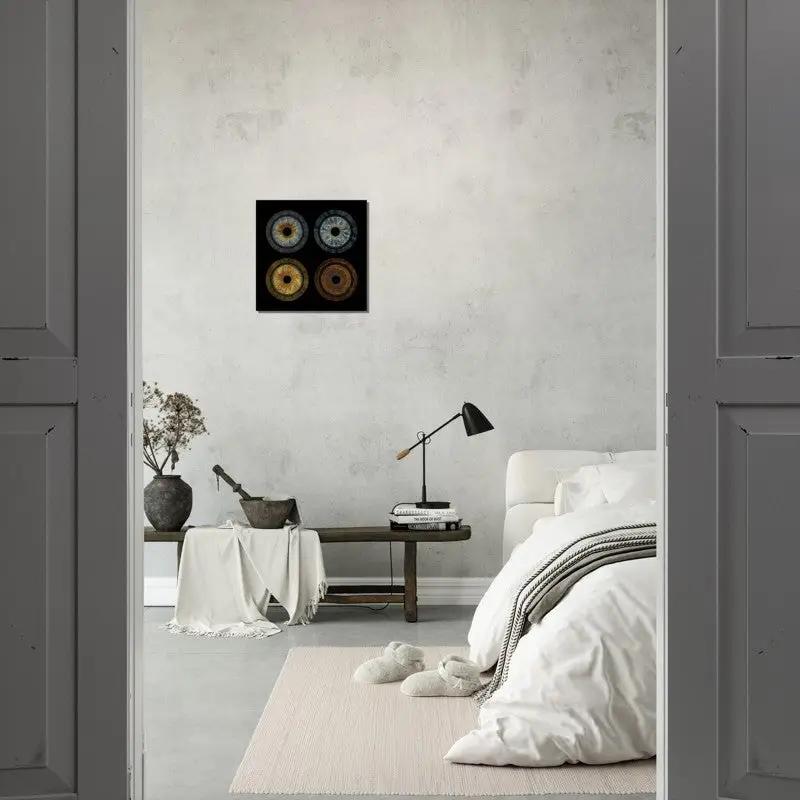 Stylish iris canvas in minimalist room
