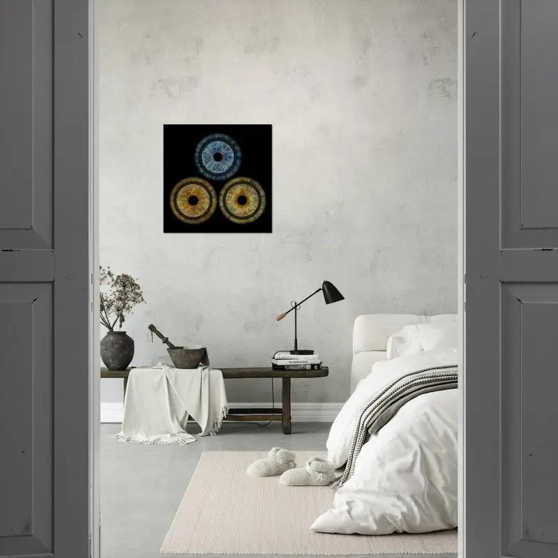 Trio Iris Poster in modern minimalist room