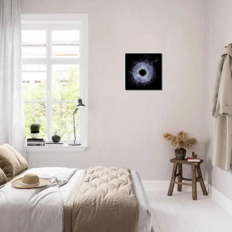 Mystic Iris Canvas displayed in a bright bedroom