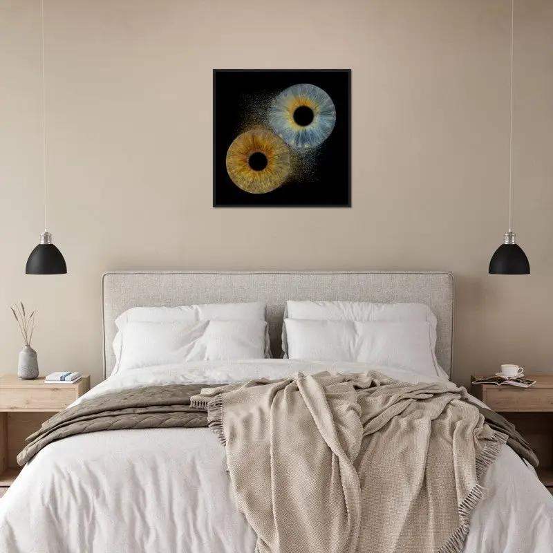 The Radiant Duo Iris Poster in bedroom setting