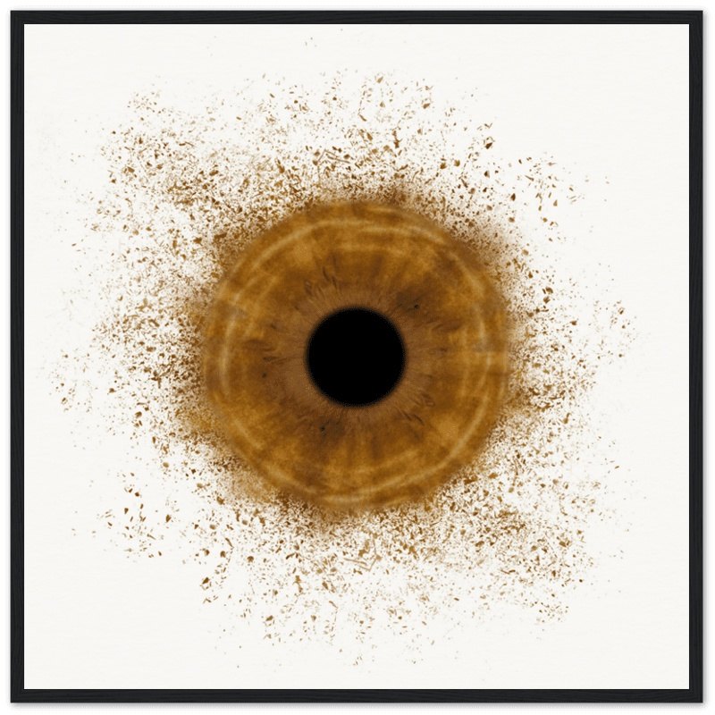 Custom iris black framed poster with golden eye design