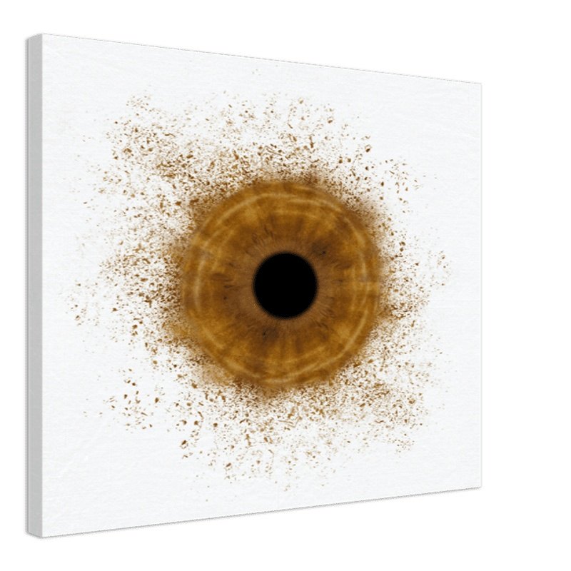 Custom iris canvas with radiant gold effect on black background