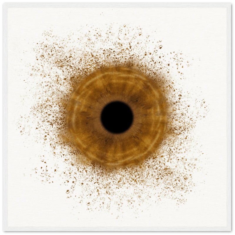 Custom iris poster with black background in white frame