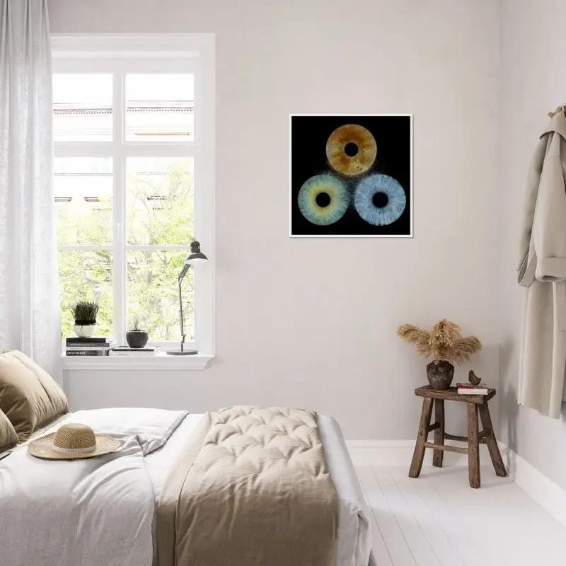 Iris trio poster in bright bedroom