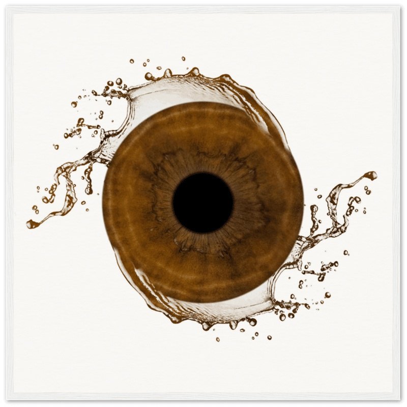 Iris artwork in white frame on light background