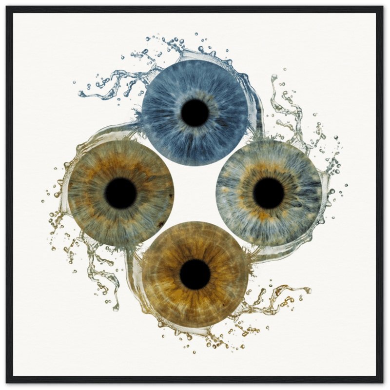 Custom quartet iris black framed poster with four irises