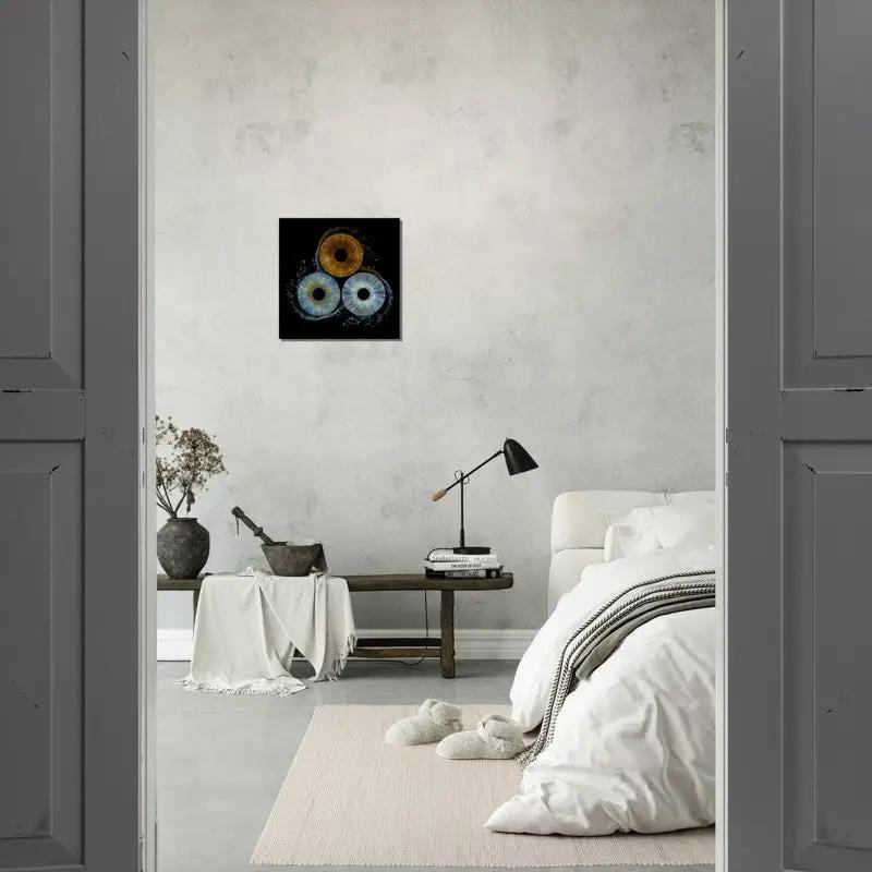 Custom iris poster in a minimalist living room decor