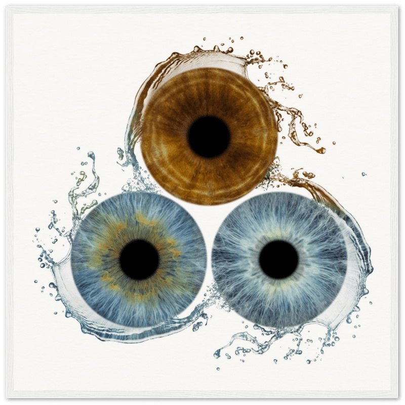 Custom trio iris white framed poster with black background