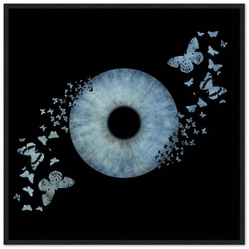 Custom Iris Black Framed Poster with Butterfly Effect