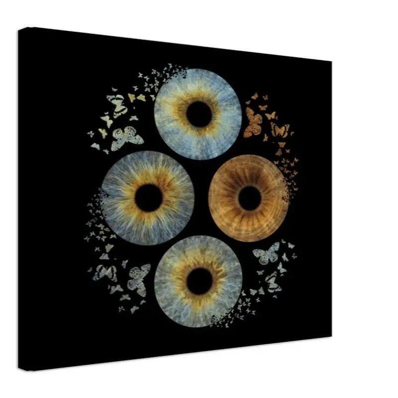 Custom Quartet Iris Canvas with butterfly effect on black background