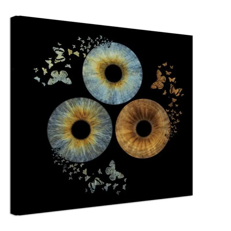 Custom Trio Iris Canvas with butterfly effect on black background