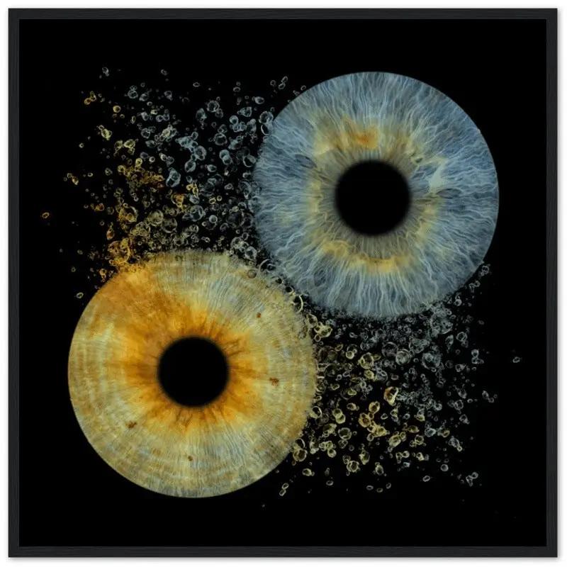 Custom duo iris art in black frame with intricate design