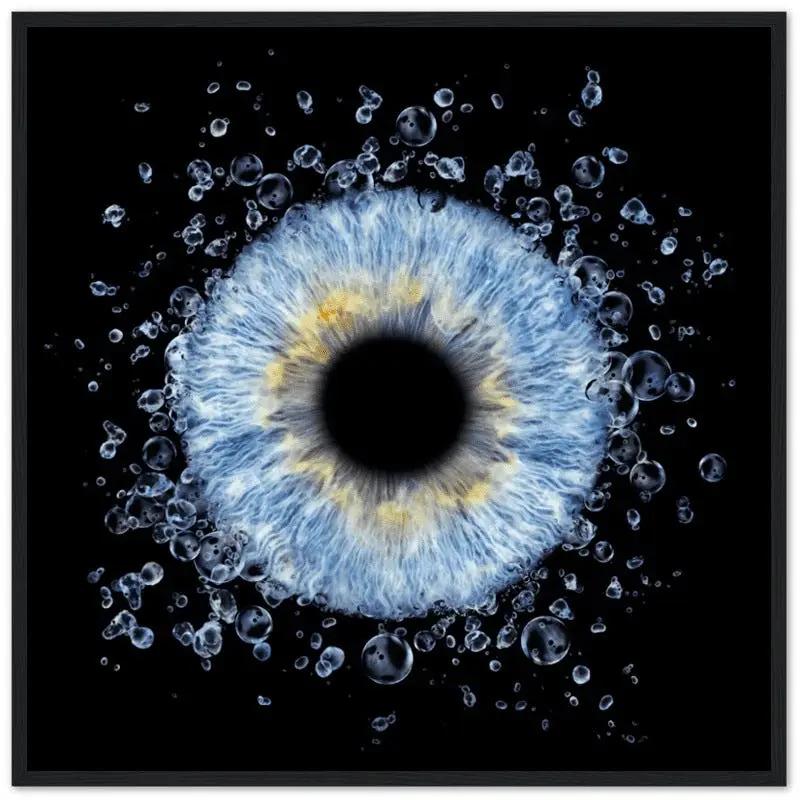 Custom iris black framed poster with dewdrop effect