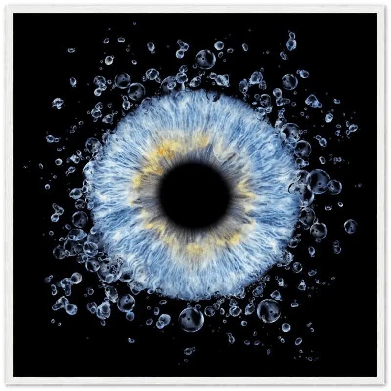 Custom iris white framed poster with dewdrop effect