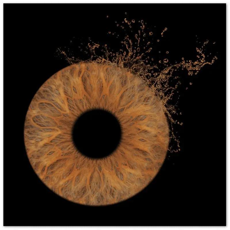 Detailed iris canvas art on black background