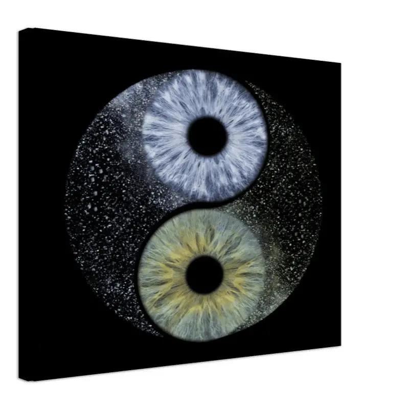 Ethereal custom duo iris canvas with yin-yang design on black