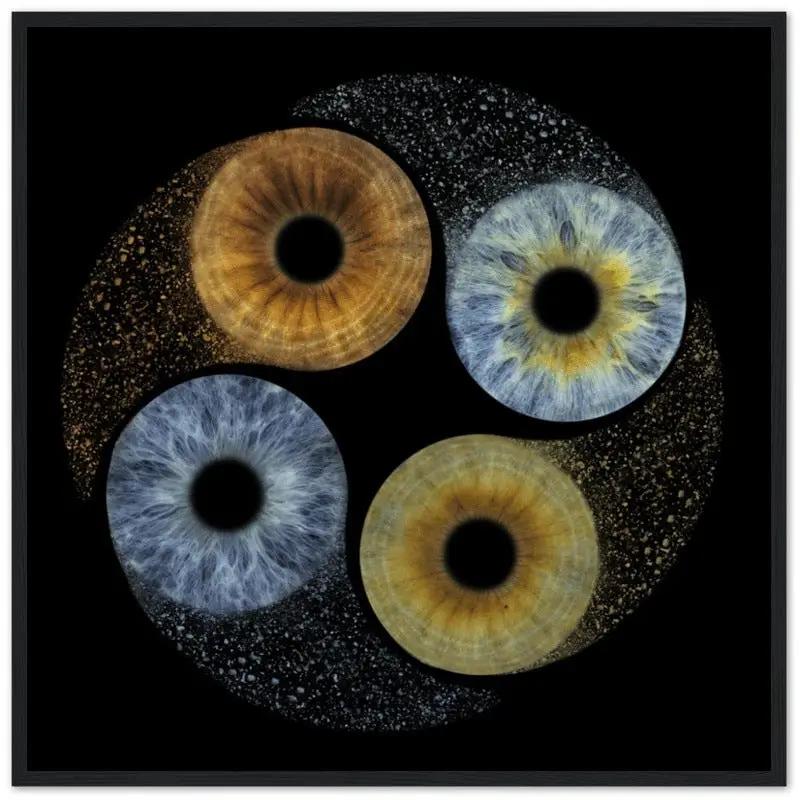 Ethereal Quartet Iris Black Framed Poster on black background