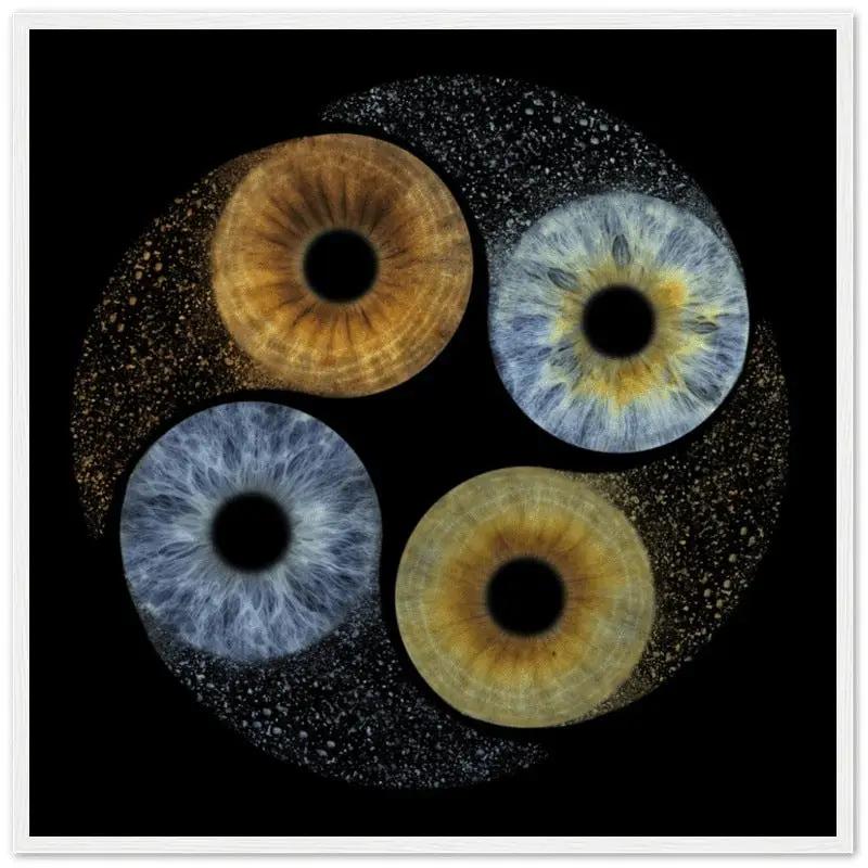 Ethereal Quartet Iris White Framed Poster with four irises