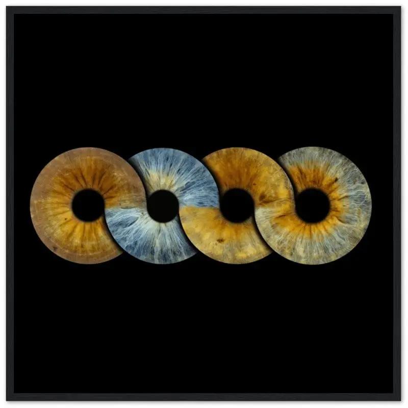 Custom quartet iris black framed poster on black background