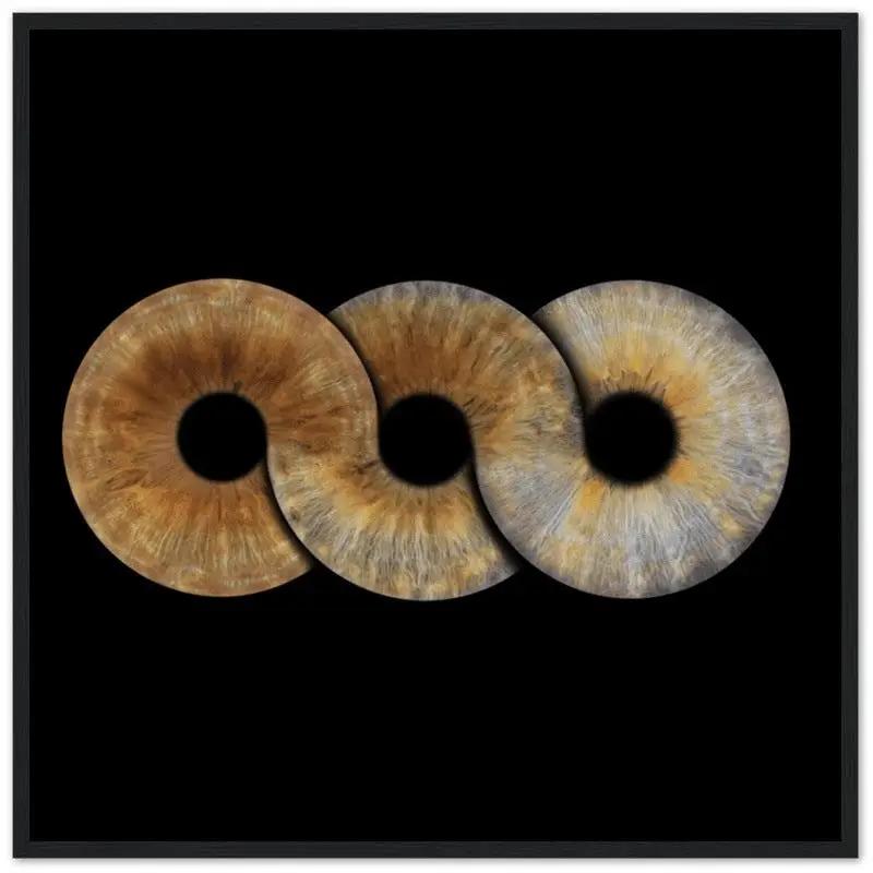 Custom trio iris black framed poster on black background