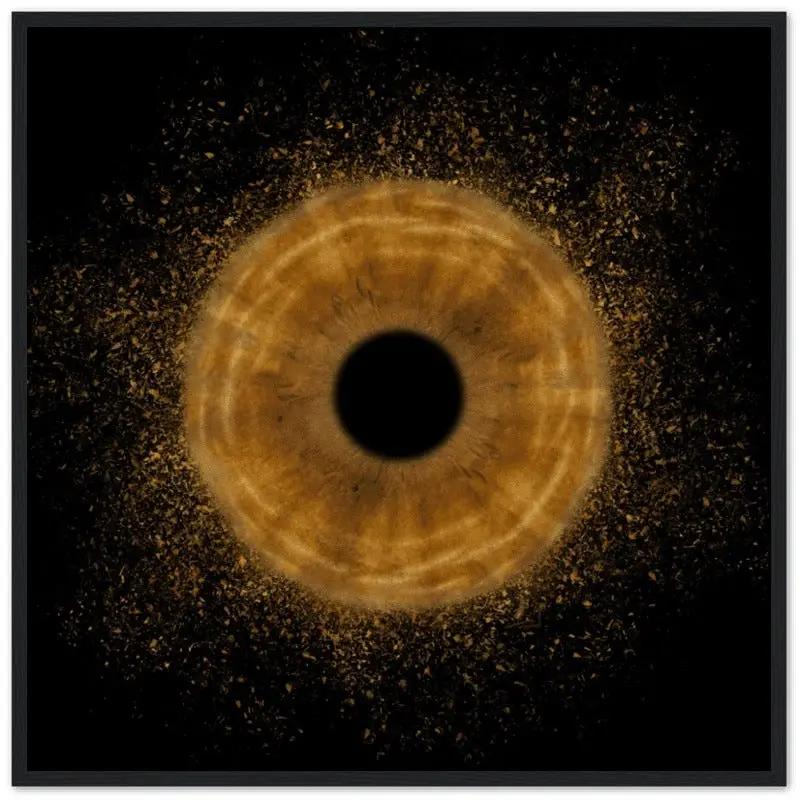 Custom iris black framed poster with golden eye design