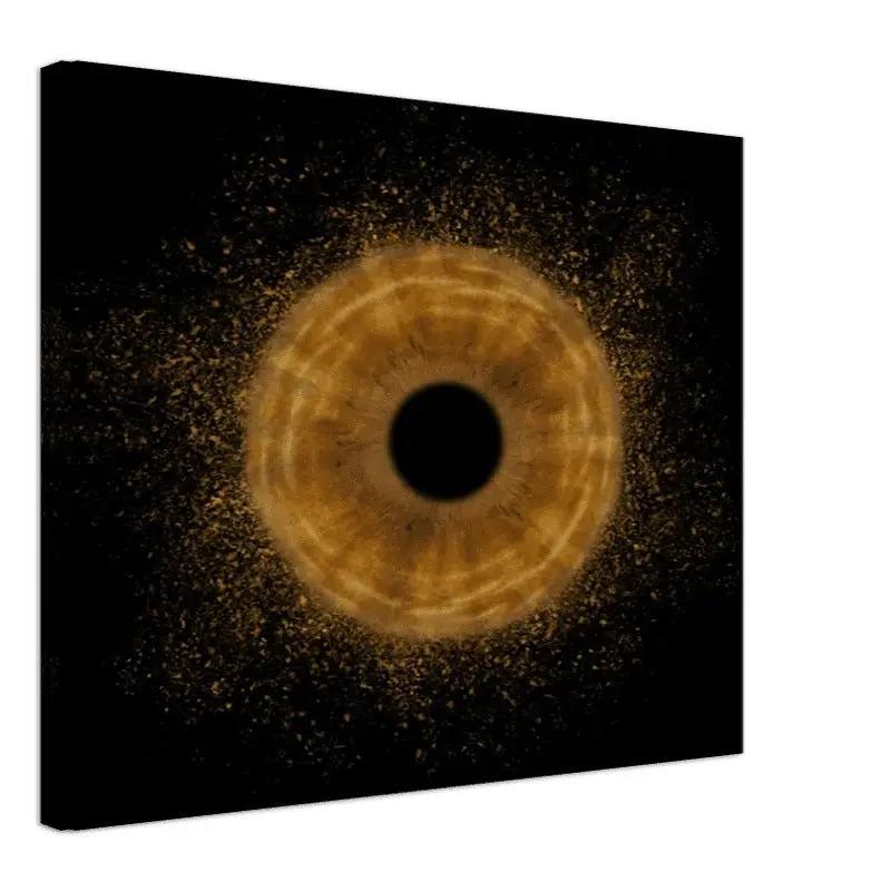 Custom iris canvas with radiant gold effect on black background