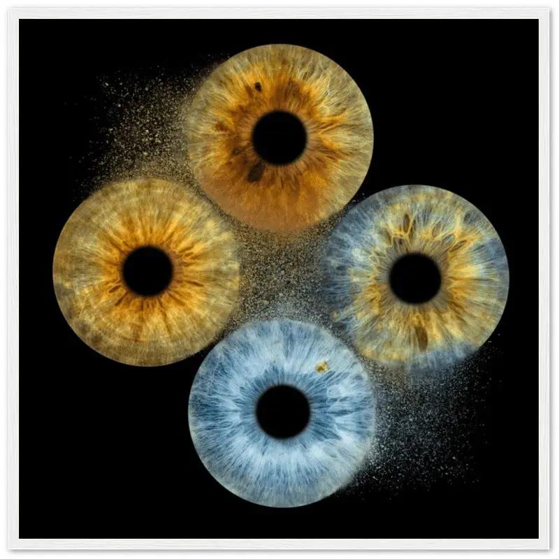 Quartet iris poster with vibrant colors on black background