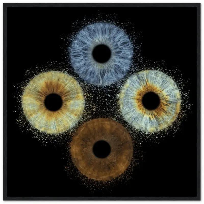 Quartet iris black framed poster with vibrant colors