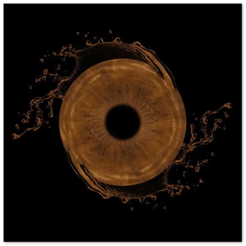 Iris canvas art with fluid splash effect on dark background