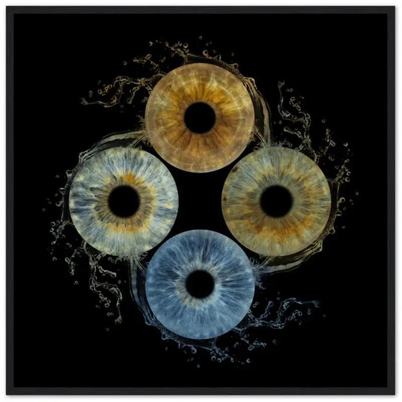 Custom quartet iris black framed poster with four irises
