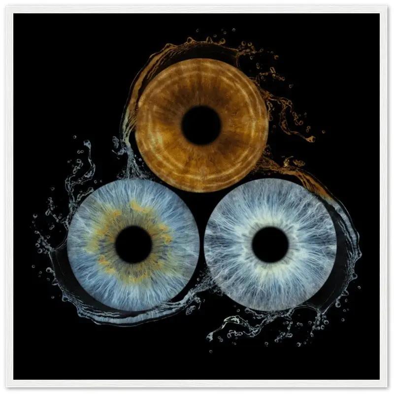 Custom trio iris white framed poster with black background